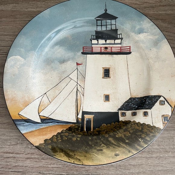 Plate SET of 4 Sakura by Oneida David Carter Brown "By The Sea" Lighthouses - Picture 6 of 7
